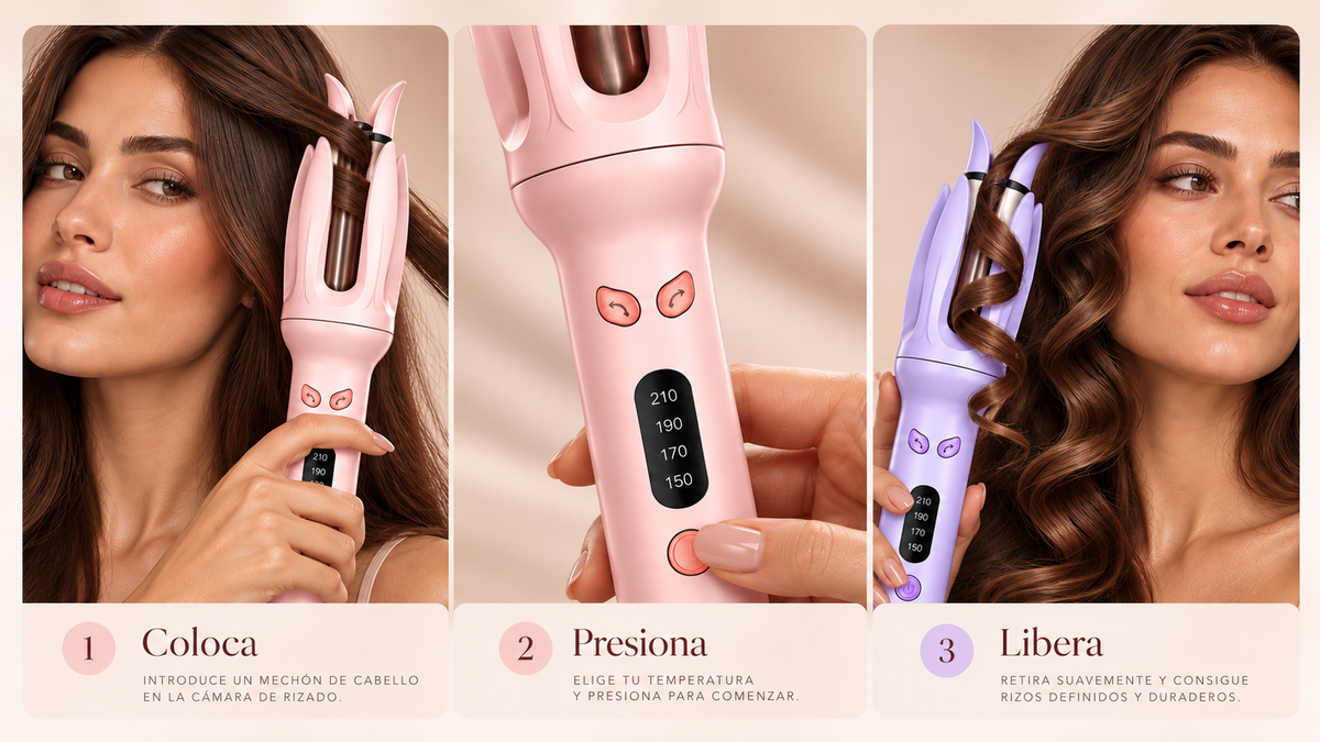 Guía visual de uso: coloca, presiona y libera